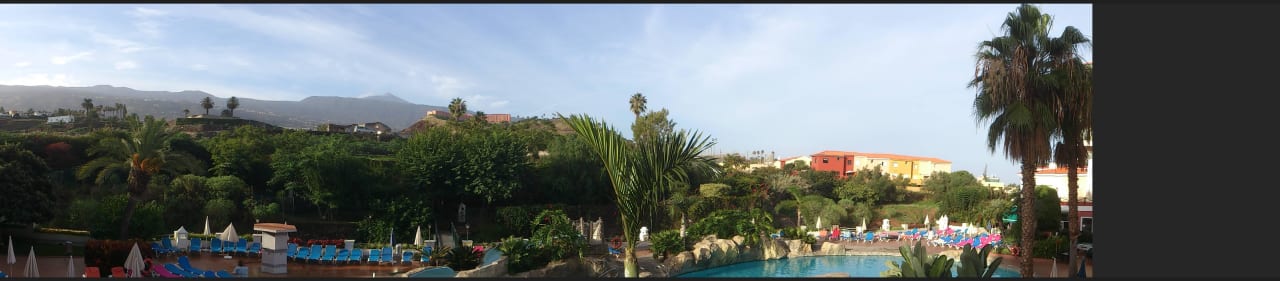 Ausblick auf Pool und teile des Gartens BLUESEA Costa Jardin Spa