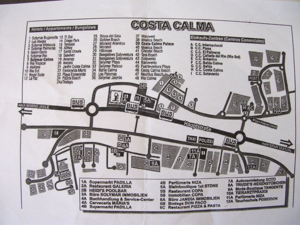 "Ortsplan von Costa Calma" SBH Hotel Taro Beach (Costa Calma