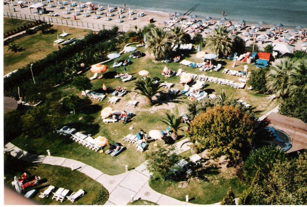 Blick vom Zimmer auf den Hotelgarten Hotel Ephesia
