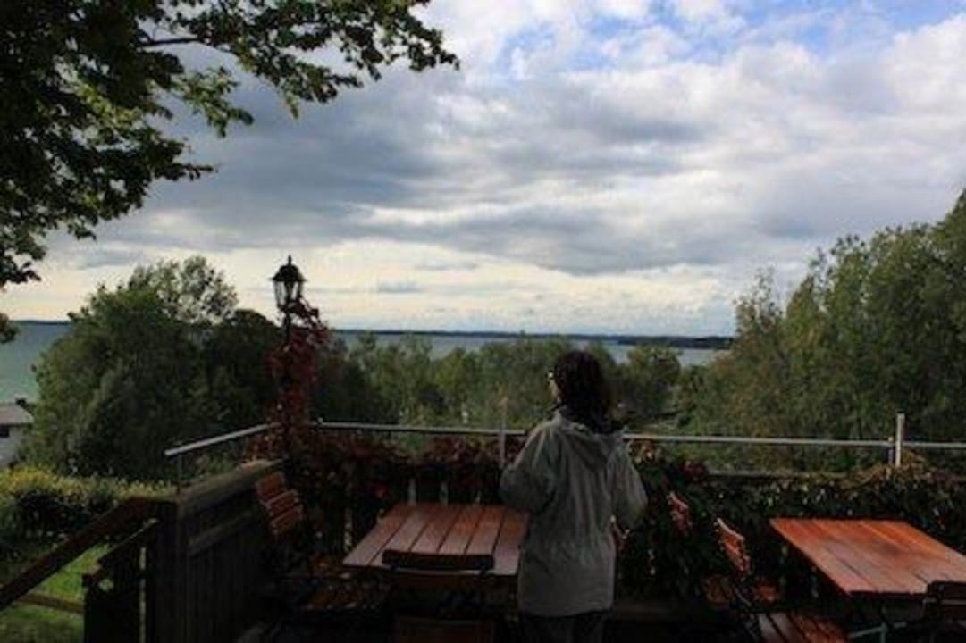 Blick von der Terrasse auf den See Gasthof Berghof