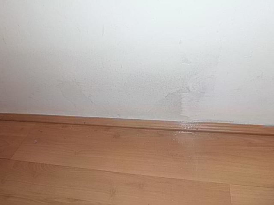 Schimmel Kinderzimmer, hinter Bett Hotel Kiss Family