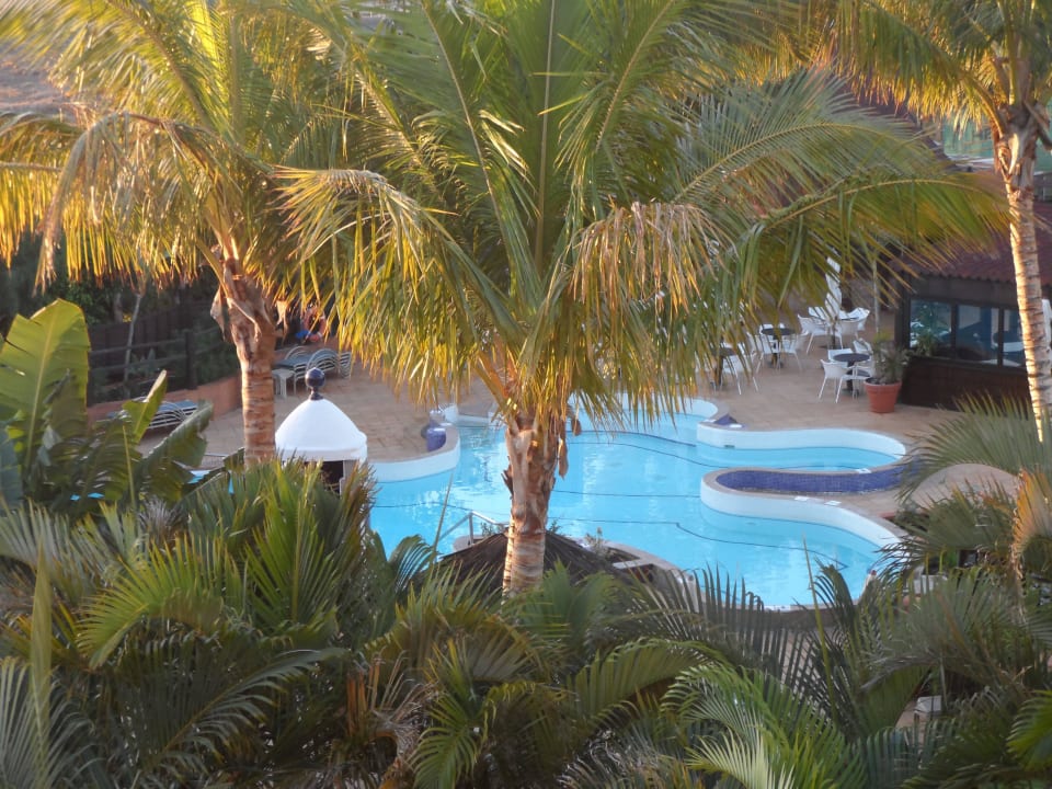 Blick vom Balkon auf die Poolanlage IFA Altamarena by Lopesan Hotels