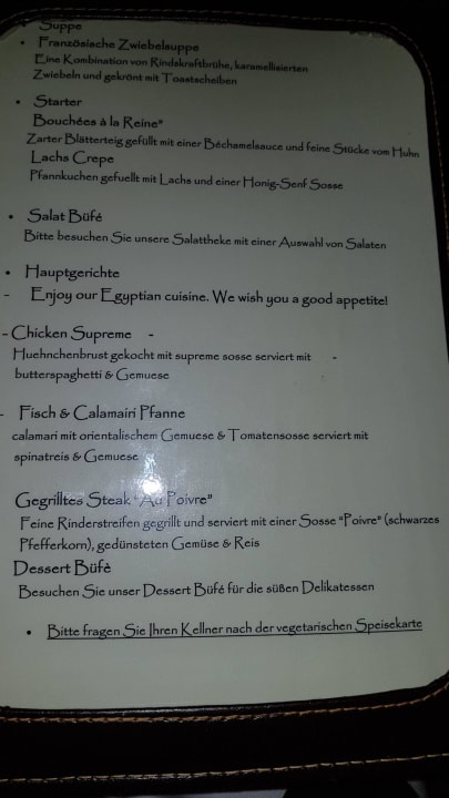 Essenskarte Shams Prestige Abu Soma-Adults Only