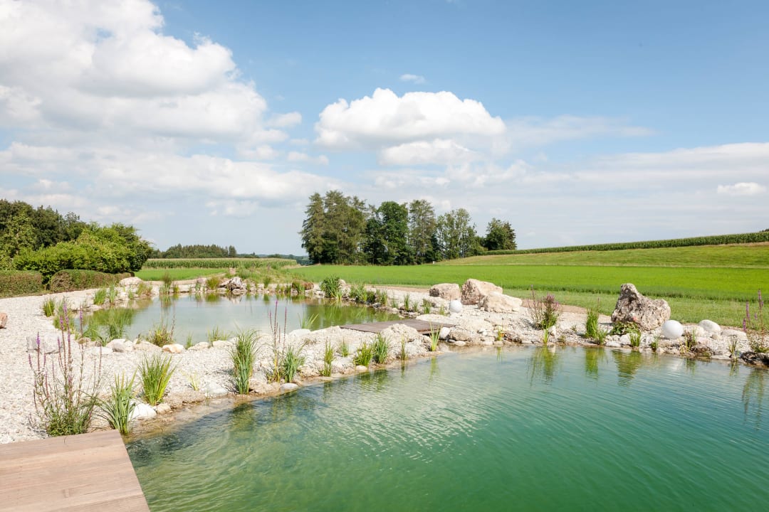 Ausblick vom Naturbadeteich Staller Ferienhof