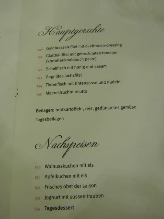 Speisekarte Lindos Princess Beach Resort & Spa