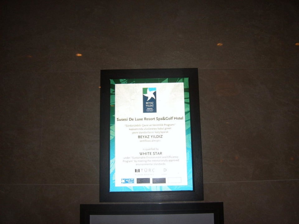 Zertifikat Susesi Luxury Resort
