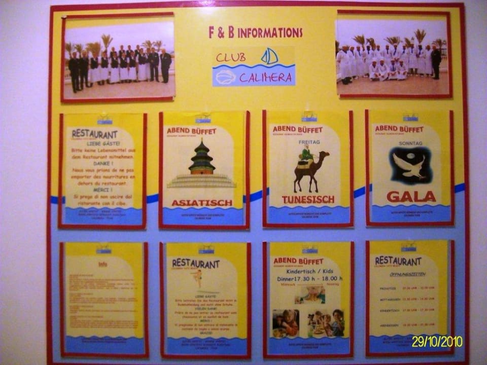 Infotafel vorm Restaurant Calimera Yati Beach