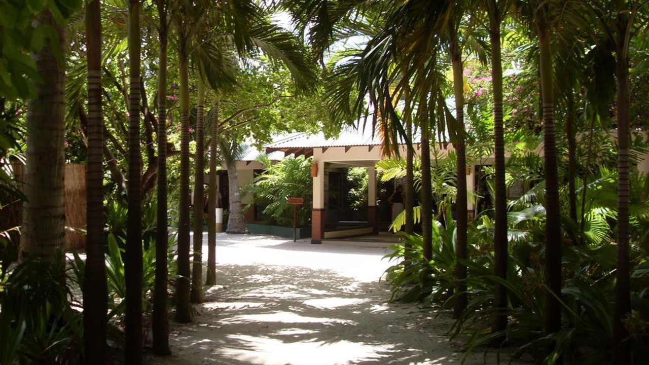 Weg zum Restaurant Summer Island Maldives