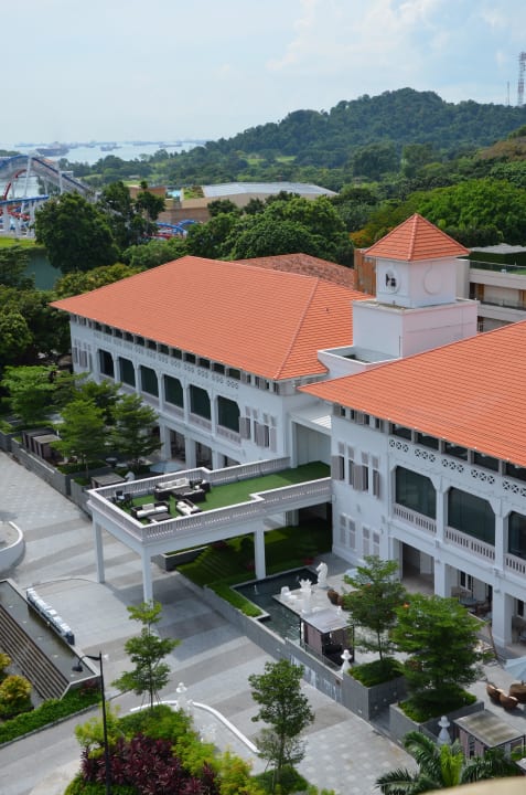 Blick vom Merlion aufs Hotel Oasia Resort Sentosa