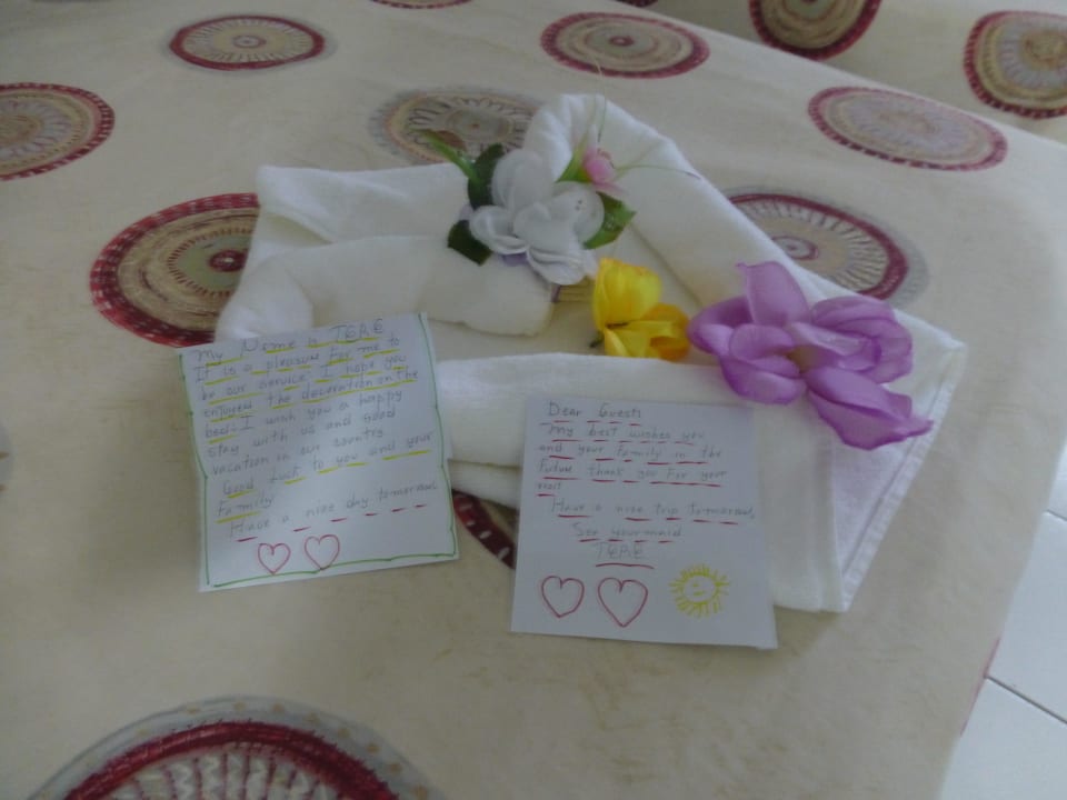 Willkommensgruß des Zimmermädchens Hotel Jagua Affiliated by Meliá