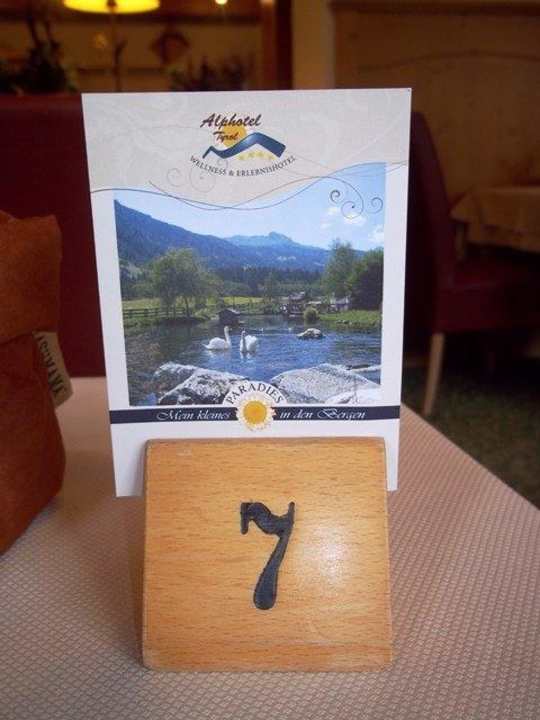 Tischkarte Alphotel Tyrol