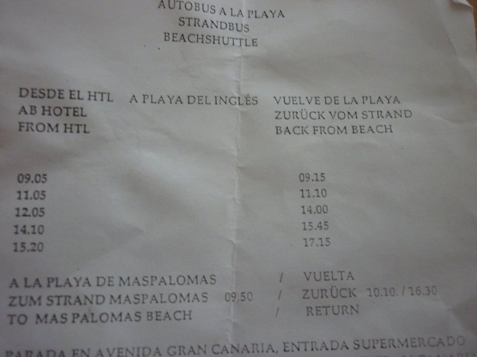 Abfahrzeiten mit dem Strandbus HL Miraflor Suites Hotel