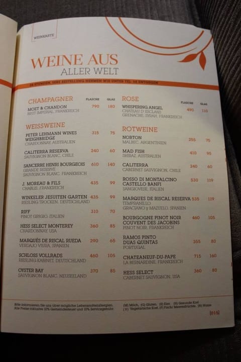 Auszug Roomservice  Sheraton Jumeirah Beach Resort