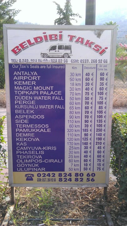 Taxipreise ab Beldibi Rixos Sungate