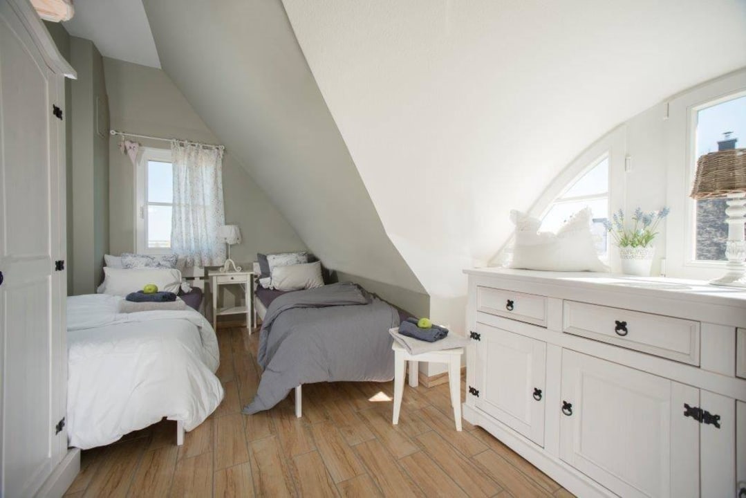 Schlafzimmer Boddenkieker,Einzelbetten,  Schwankes Ferienhaus Seeadler