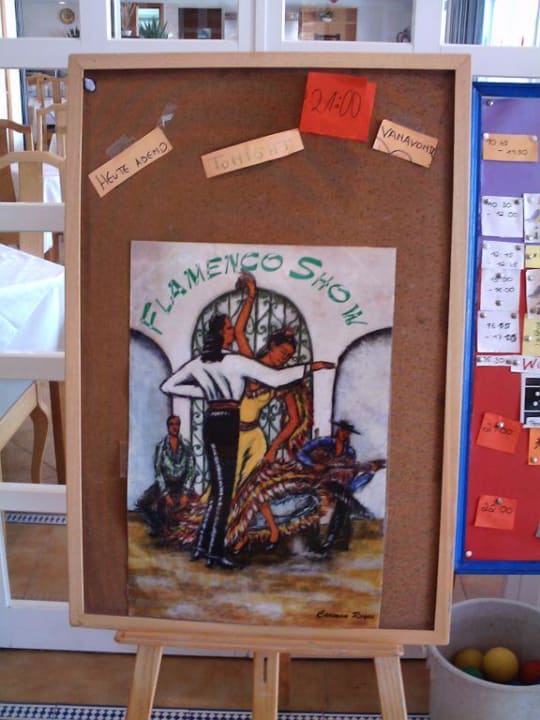 Tafel für die Abendanimation Gavimar La Mirada Club Resort