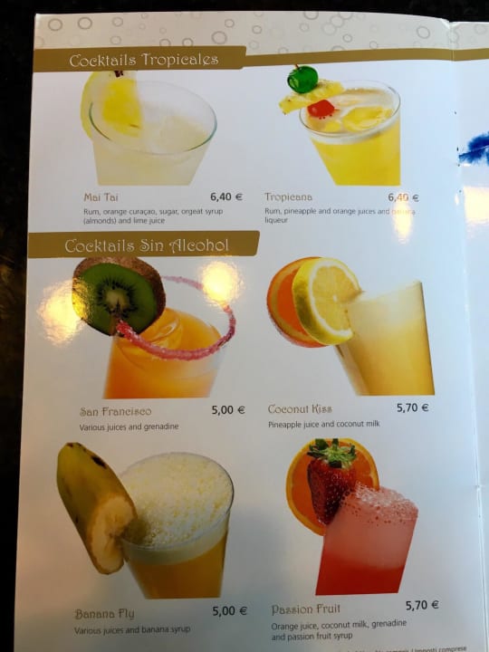 Cocktailkarte Hipotels Mediterraneo