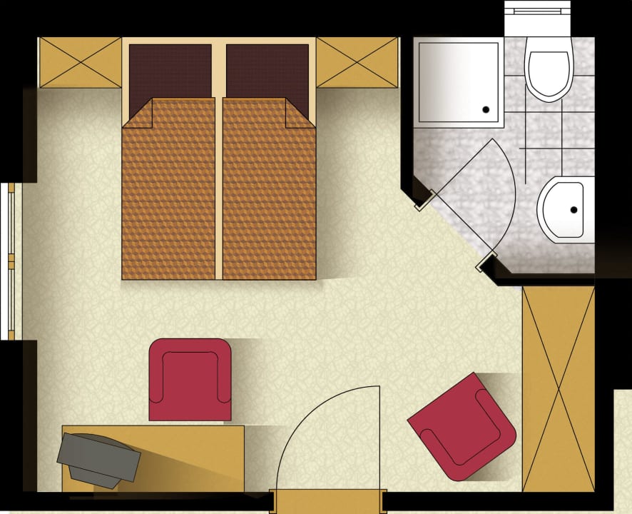 Grundriss Standard Zimmer Pension Bergland