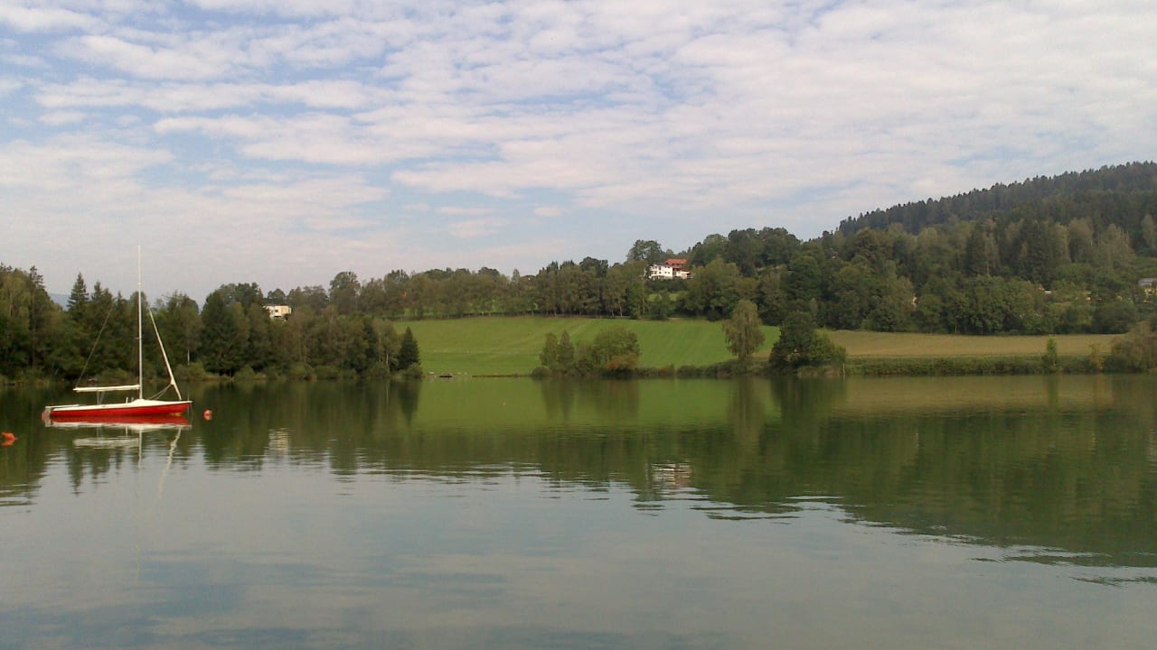 Blick vom Steg zum See Feriendorf am Maltschacher See