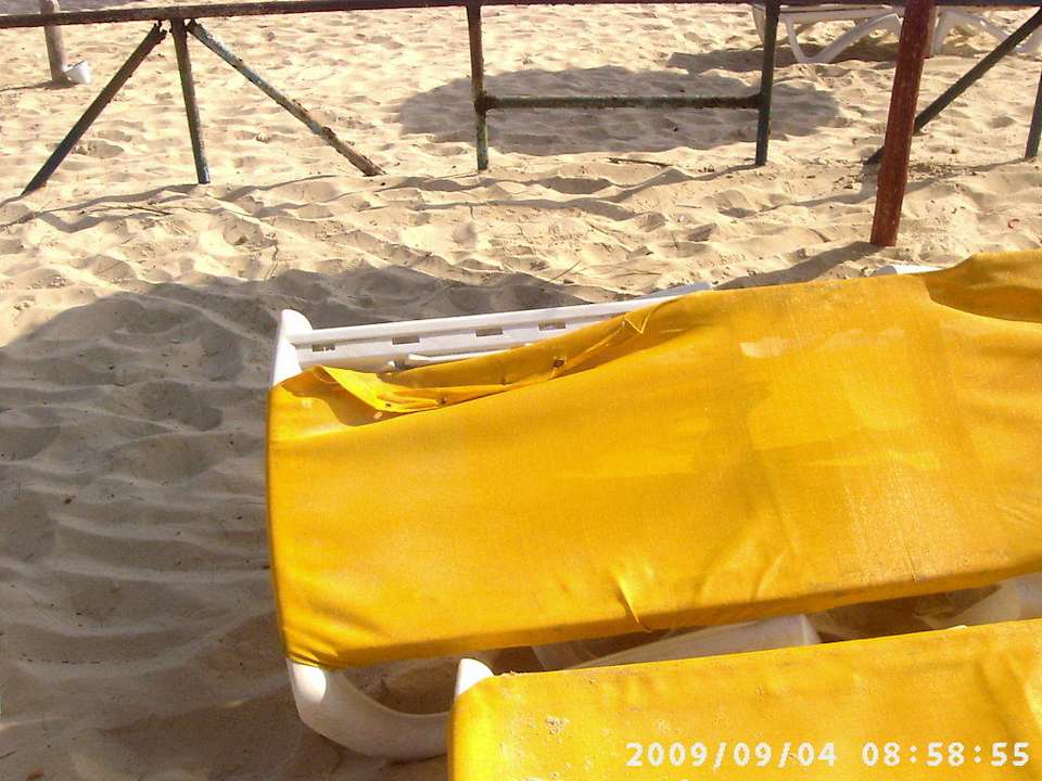 Zustand der Liegen am Strand Hotel Nesrine