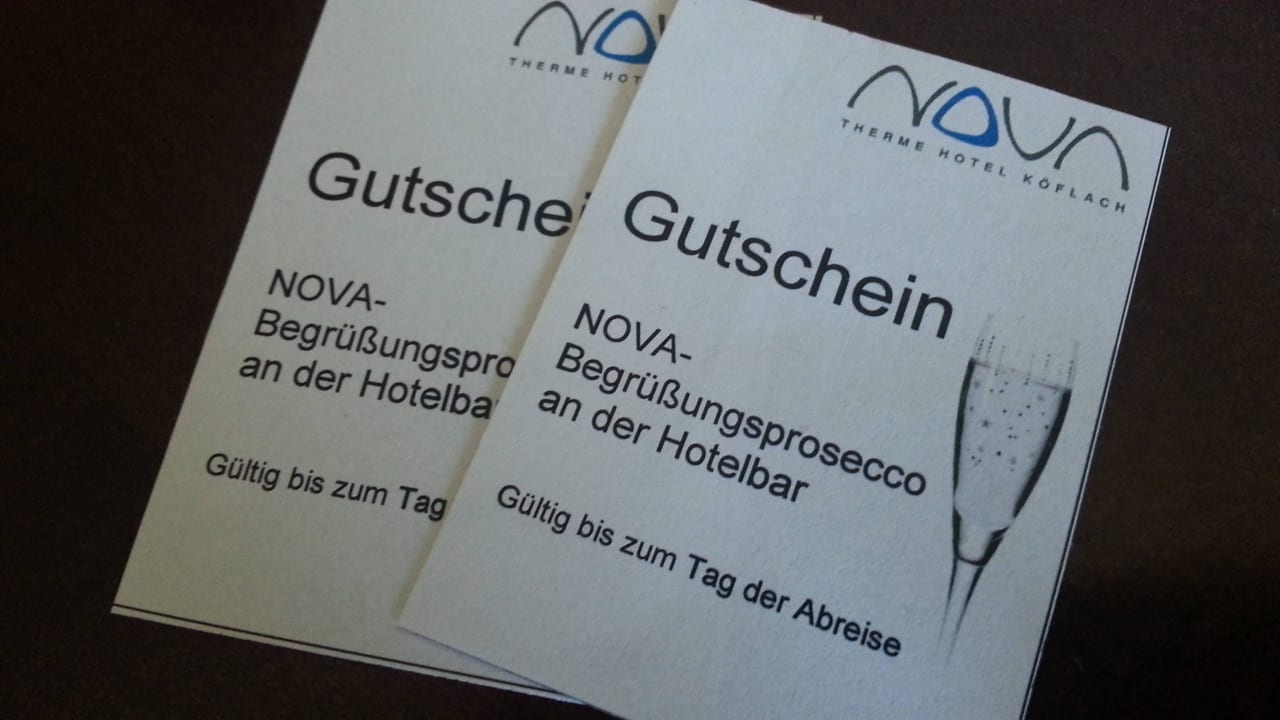 Gutschein beim Empfang  Hotel & Therme NOVA