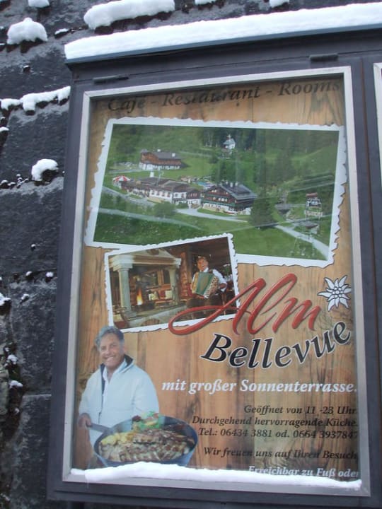 Reklametafel zur Bellevue Alm in Bad Gastein MONDI Bellevue Alm Gastein
