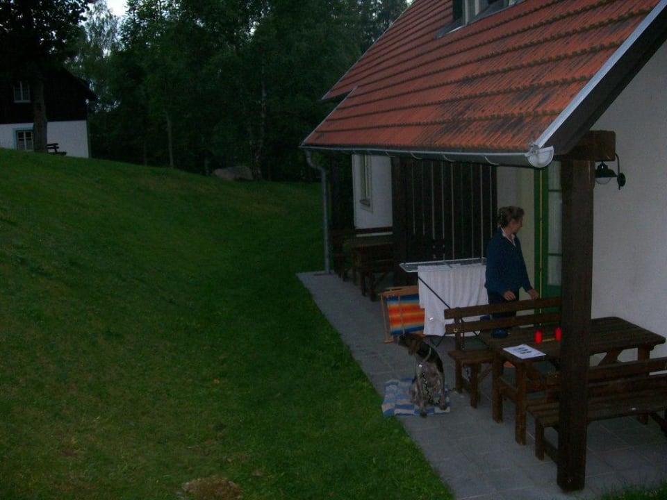 Blick auf unsere Terrasse Theater- und Feriendorf Königsleitn