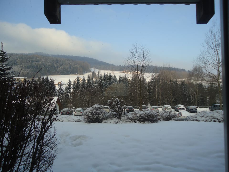 Blick aus unserem Zimmer Burghotel Am Hohen Bogen