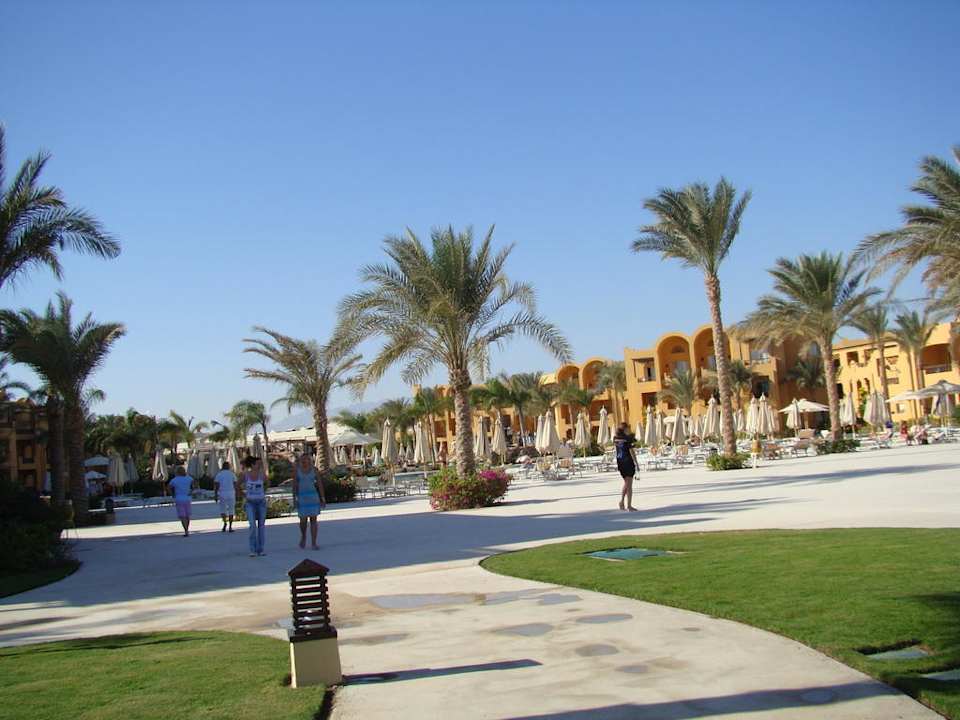 Blick vom Strand Richtung Pool und Unterkünfte Stella Beach Resort & Spa Makadi Bay