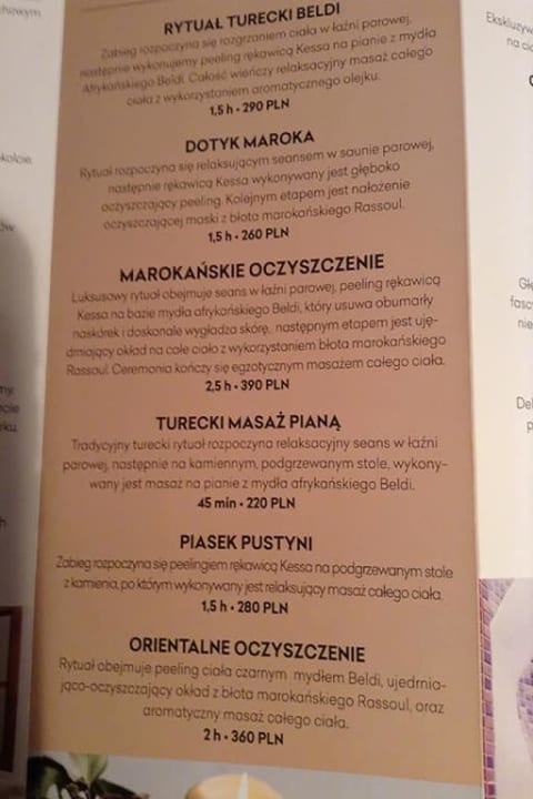 Oferta masaży i zabiegów w spa Hotel Galaxy