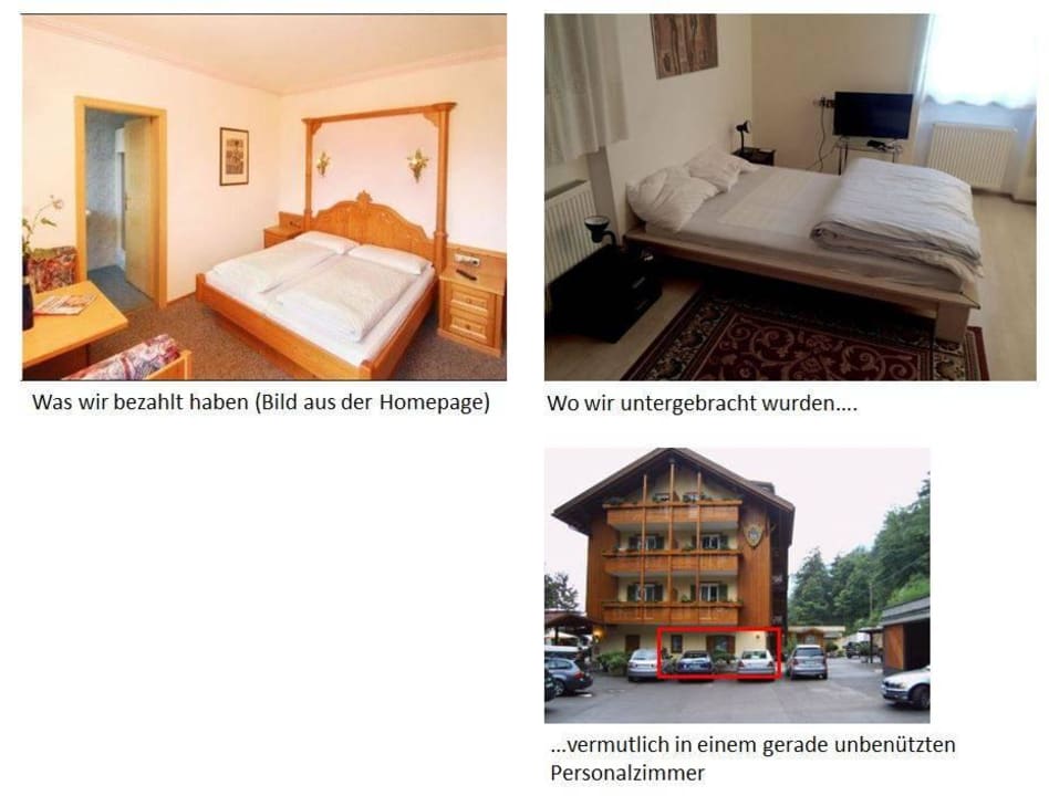 Zimmer auf Homepage und in Wirklichkeit Hotel Tannhof