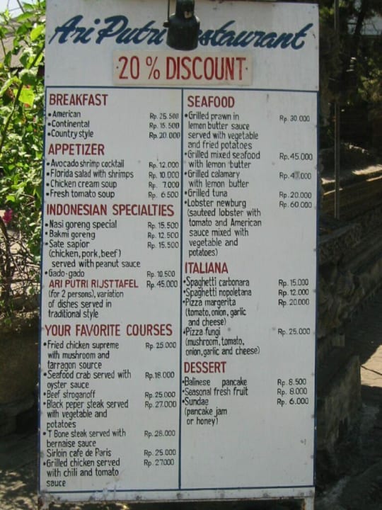 Restaurant Tafel Ari Putri Hotel Sanur Hotel Ari Putri