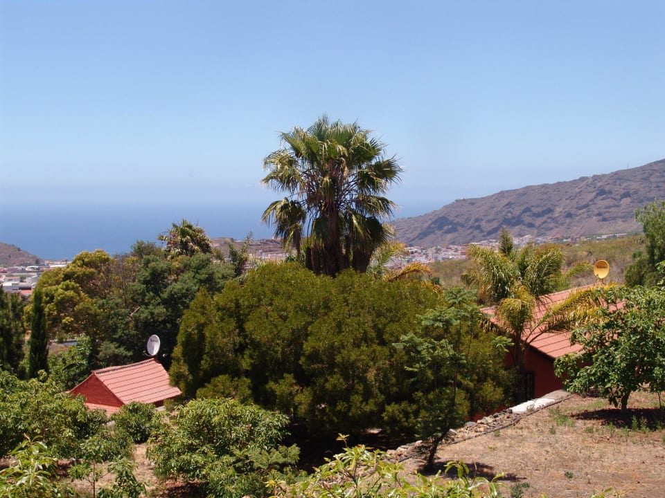 Blick auf Gartenanlage und das Meer Bungalows La Caldereta