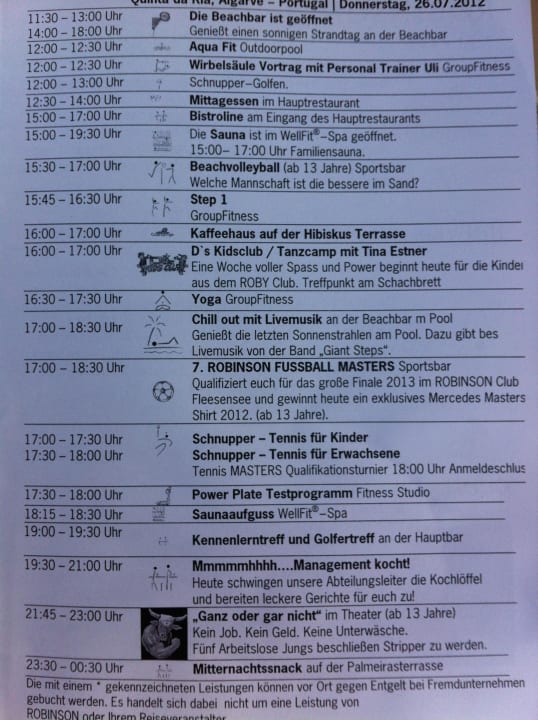 Programmheft ROBINSON QUINTA DA RIA