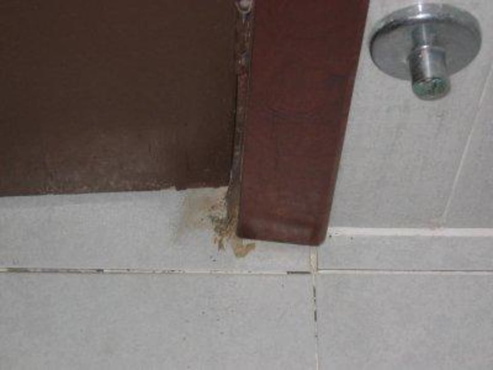 Renovierungs- /säuberungsbedürftige Badtür Hotel Selva Arenal
