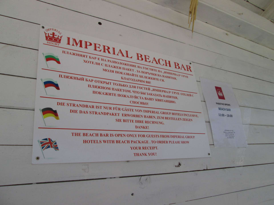 Info Tafel an "Strand Bar" HI Hotels Imperial Resort