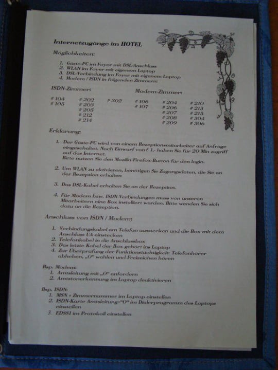 Die Übersicht: Internet und Co Hotel Rebgarten