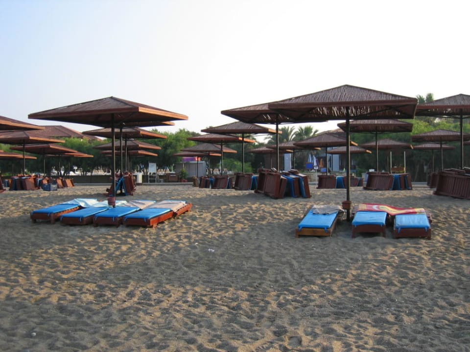 Unsere Liegen am morgendlichen Strand Ali Bey Club