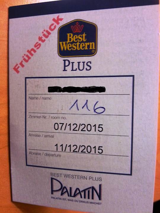 Meine Zimmerkarte Best Western Plus Palatin Kongresshotel