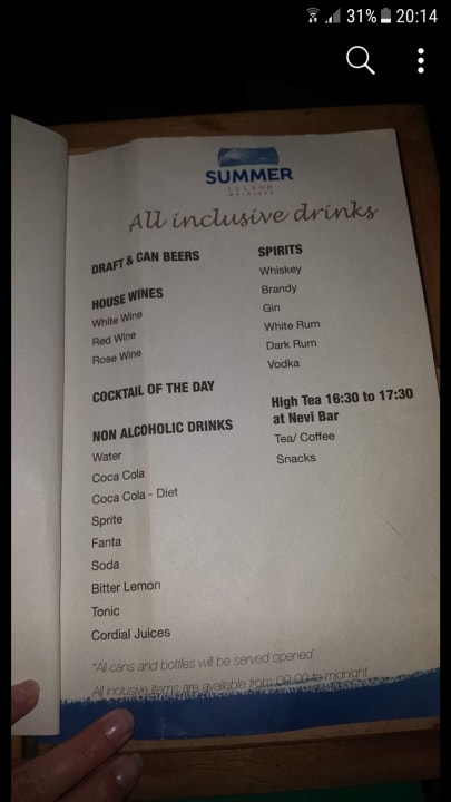 Getränke AI Summer Island Maldives