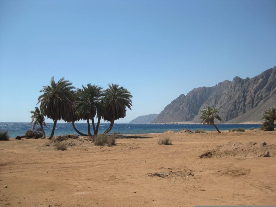 Strand links außerhalb der Anlage Happy Life Village