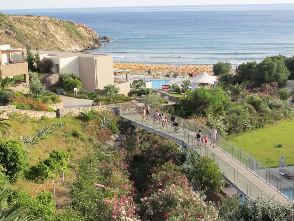 Blick vom Eingang zum Strand Atlantica Mikri Poli Crete