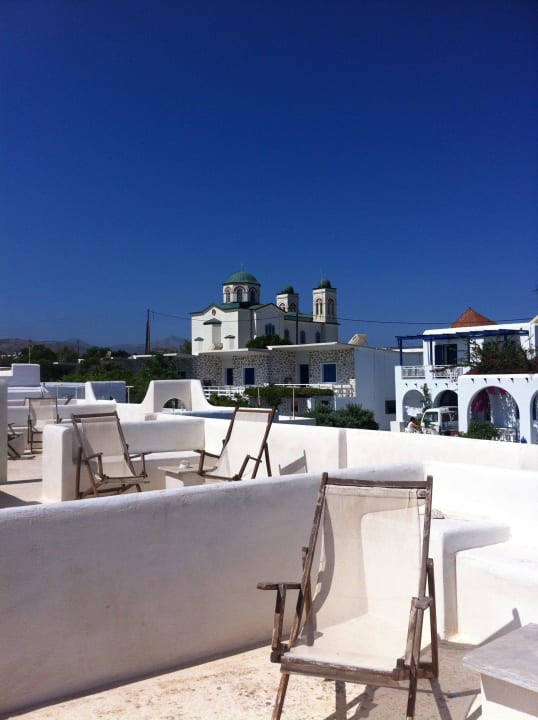 Ausblick von der Dachterrasse Bungalows Svoronos