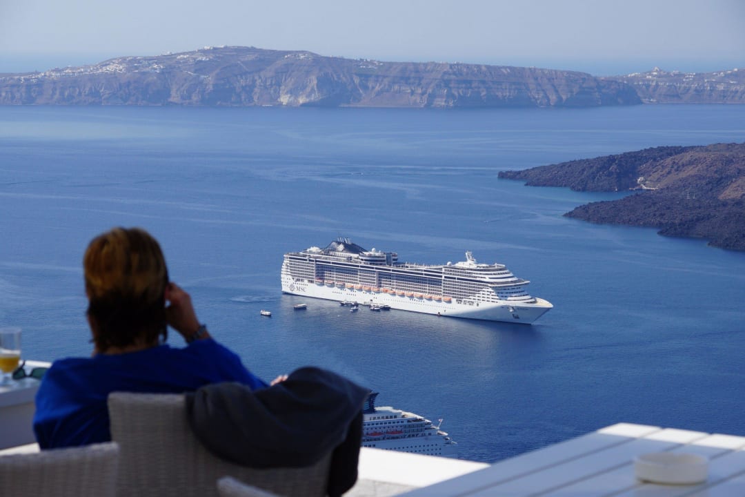 Aussicht von der Restauranterrasse Hotel Agali Houses