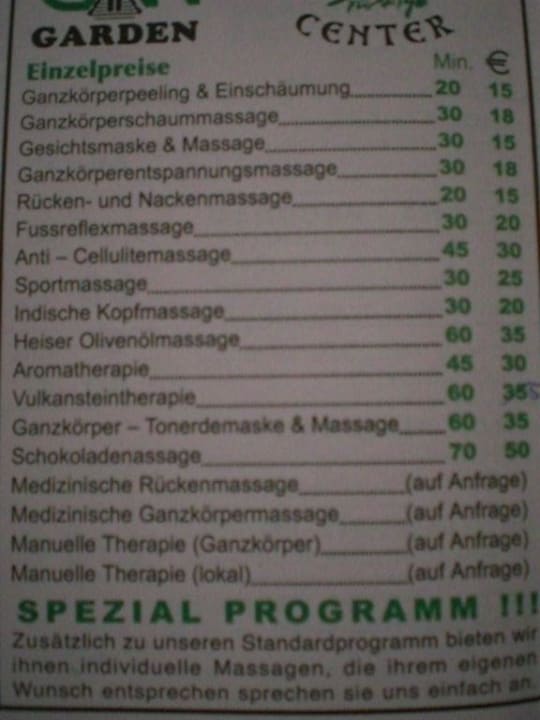 Preisliste Hamam Can Garden Beach