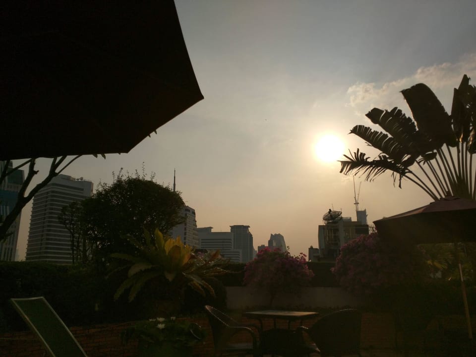 View from rooftop pool at sunset Pipa Hotel Bangkok Sukhumvit 11