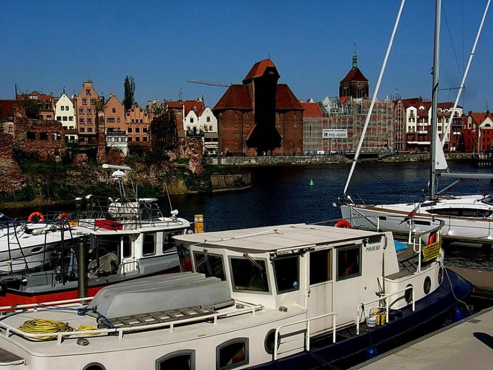 Aussicht auf die Mottlau und das Krantor Hotel Gdańsk Boutique