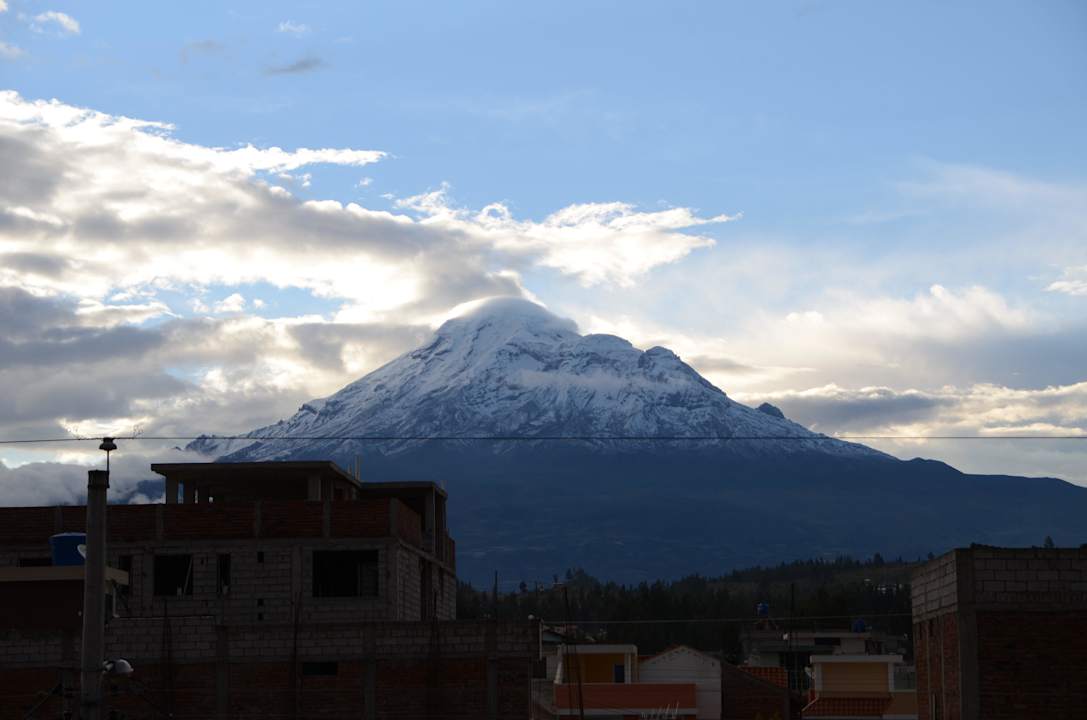 Blick von der Dachterrasse auf den Chimborazo Hotel Rincon Aleman
