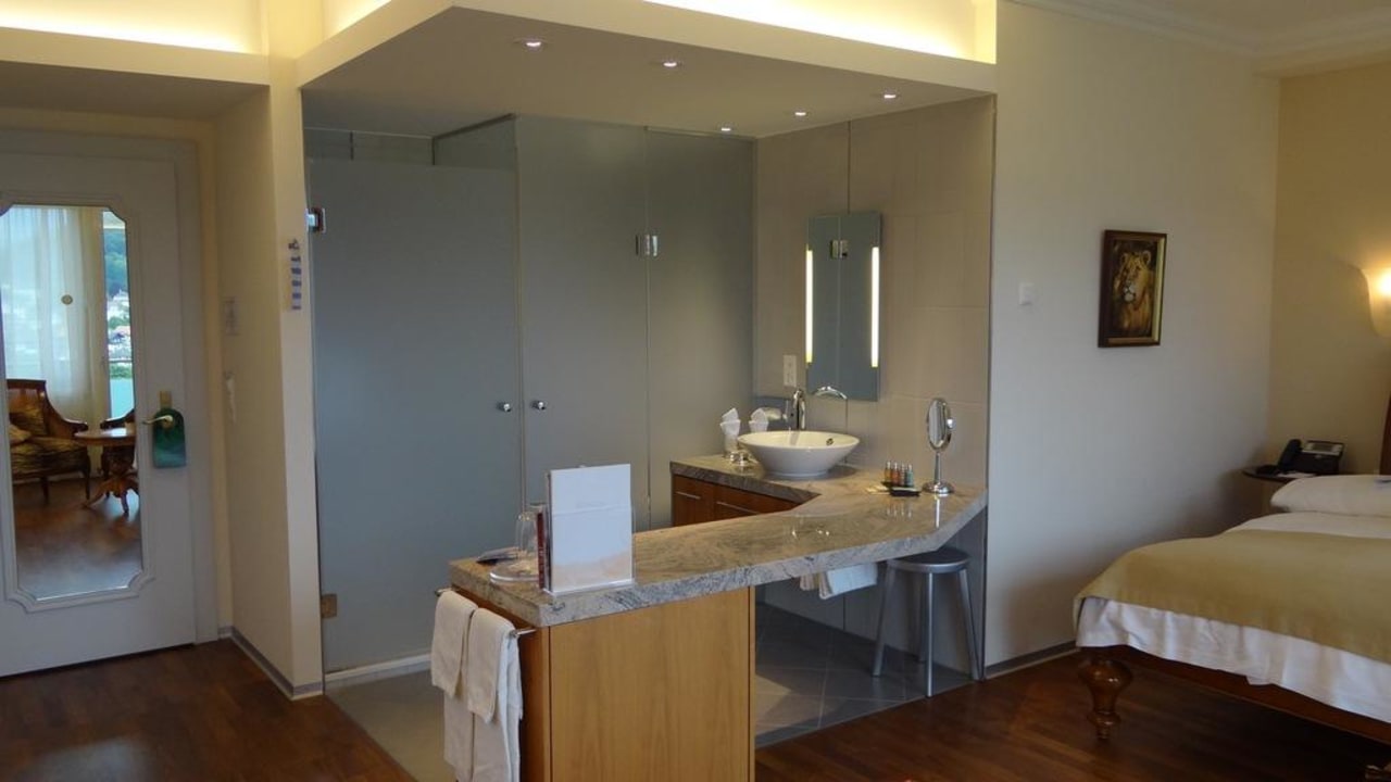 Zimmer 311, halboffenes Bad Hotel Eden Spiez