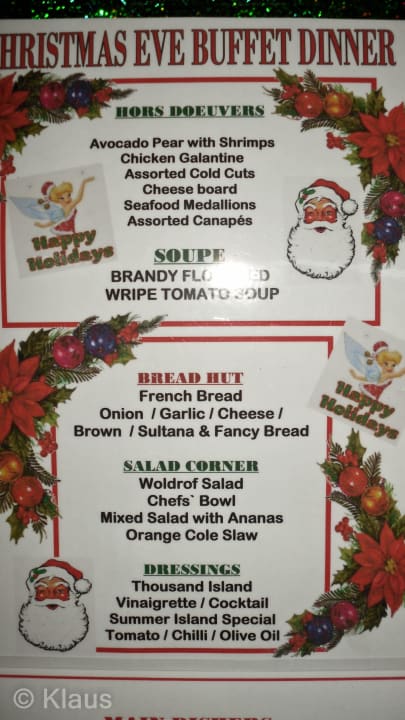 Menu - Heiligabend Summer Island Maldives